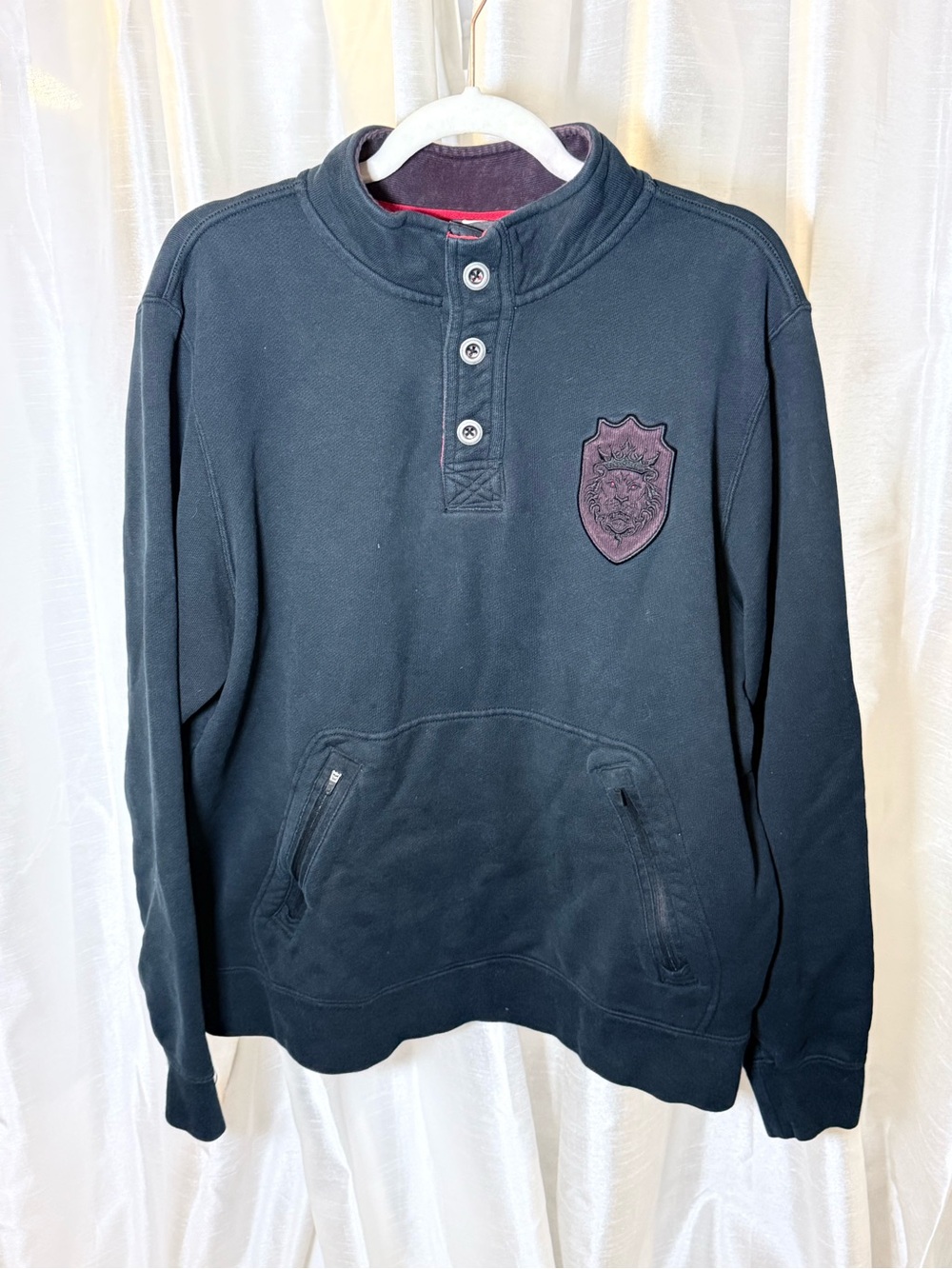 Nike LeBron James Henley Sweatshirt Mens XL Blue Lion Crest Logo Mock Neck